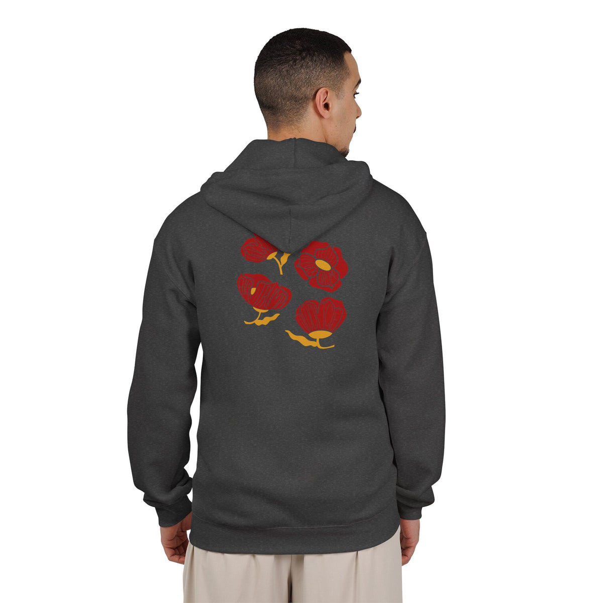 Slightly Subtle Red Poppy Floral design Zip Hoodie | Poppy Flowers jacket