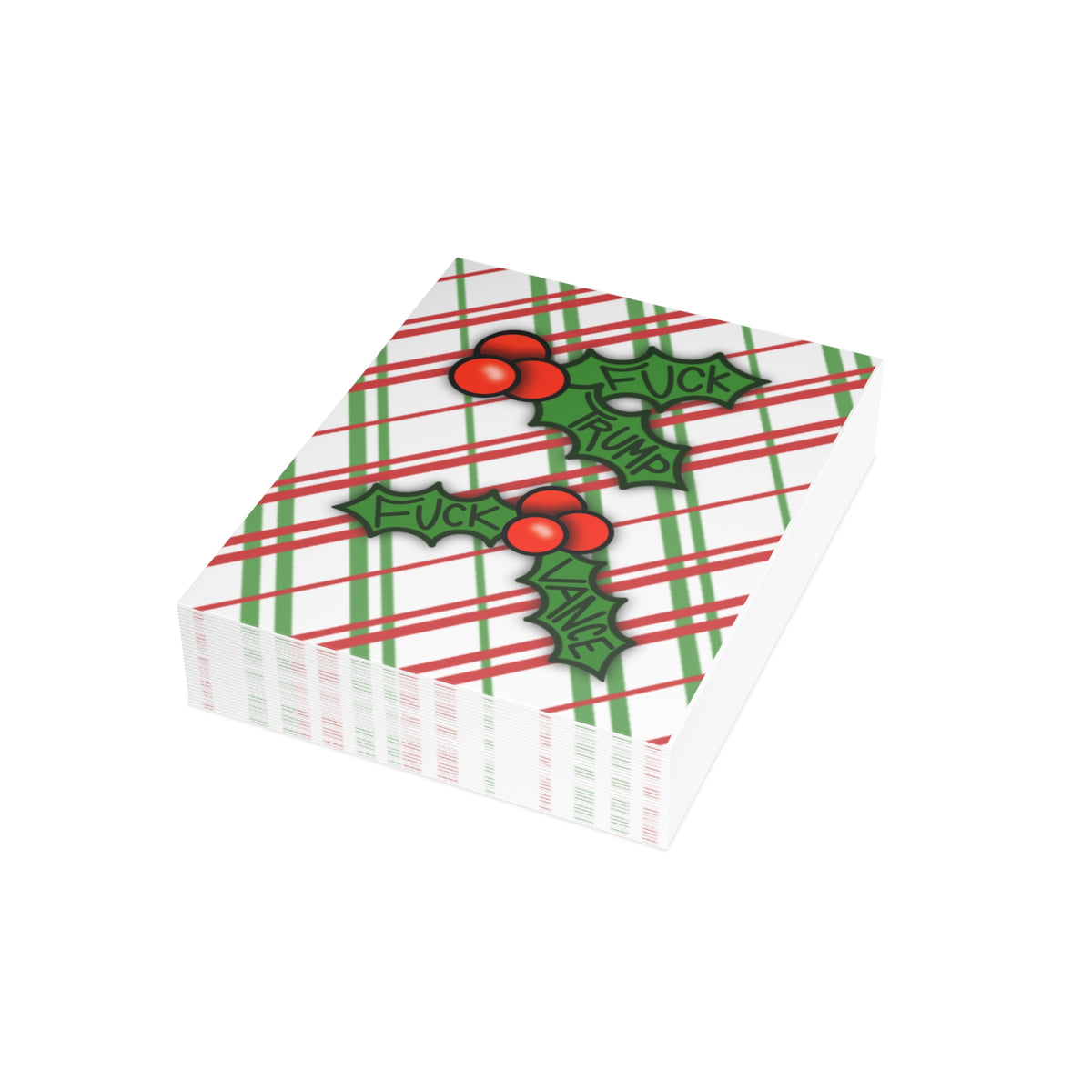 Holly Leaves Holiday Greeting Card FDT Plaid Christmas Design trump and Vance