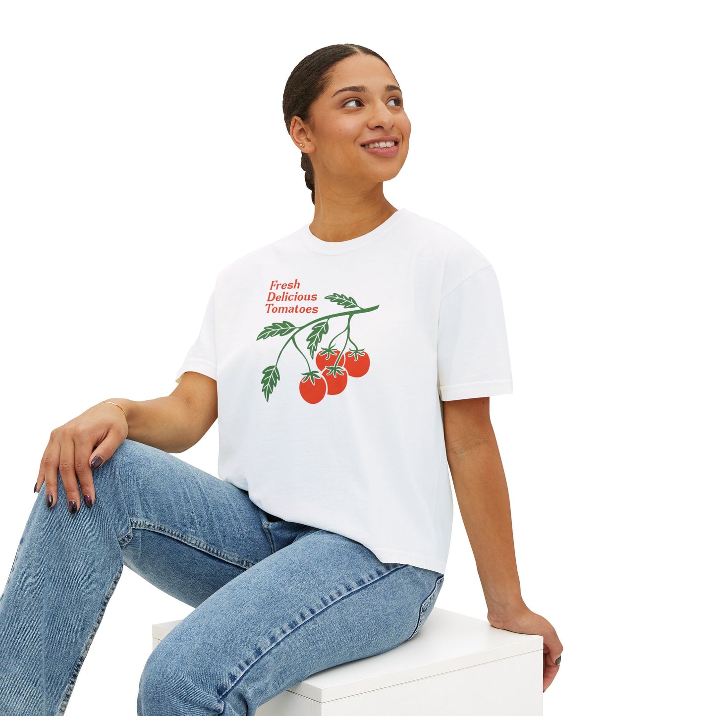 Fresh Delicious Tomatoes CROP Tee | Tomato Vine Illustration, Garden Produce Shirt Comfort Colors Boxy Crop