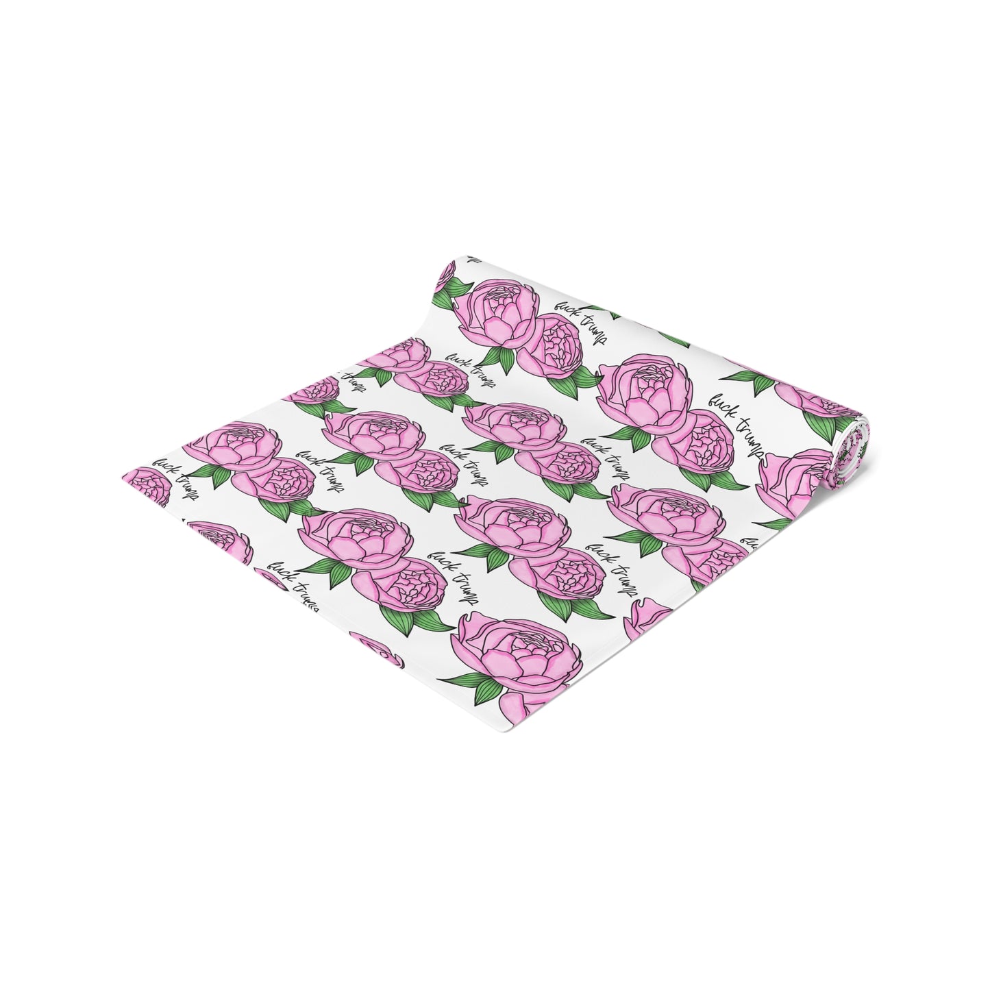 Slightly Subtle Pink Peony Pattern Table Runner | Floral Table Runner, Garden Roses FDT