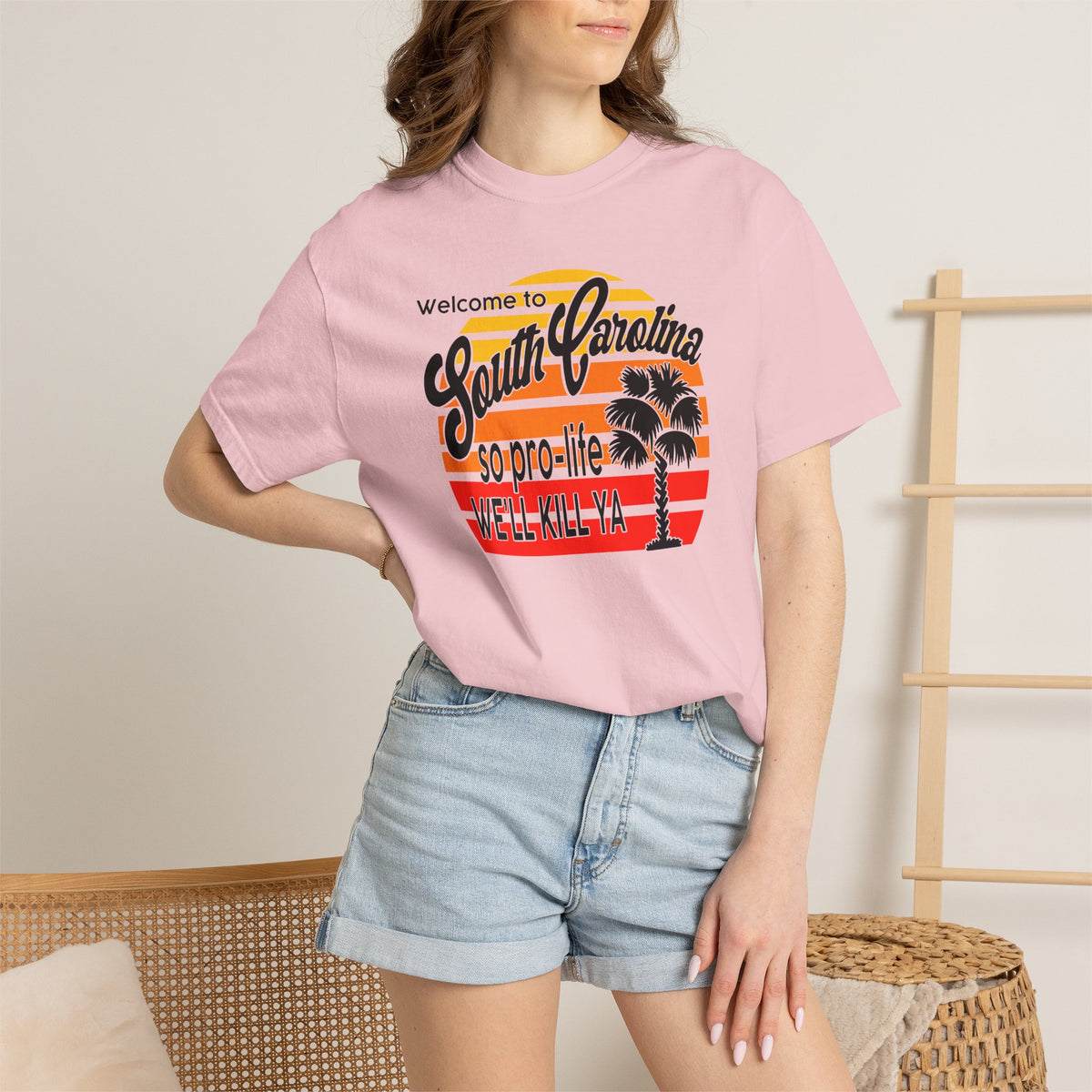 South Carolina Political Dark Humor Abortion Sunset T-Shirt Welcome to South Carolina Graphic Tee
