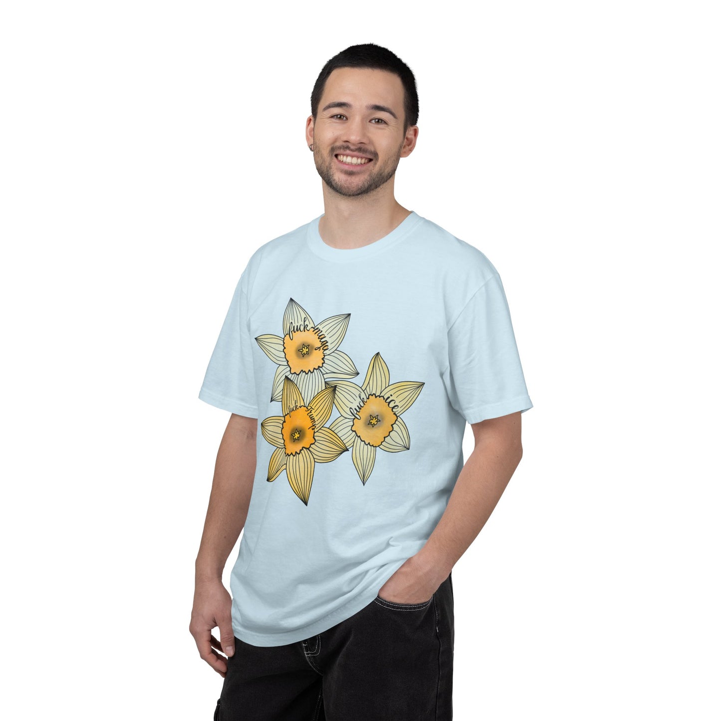 Slightly Subtle Daffodil Trio T-shirt | Yellow Floral Spring Bloom Tee FDT