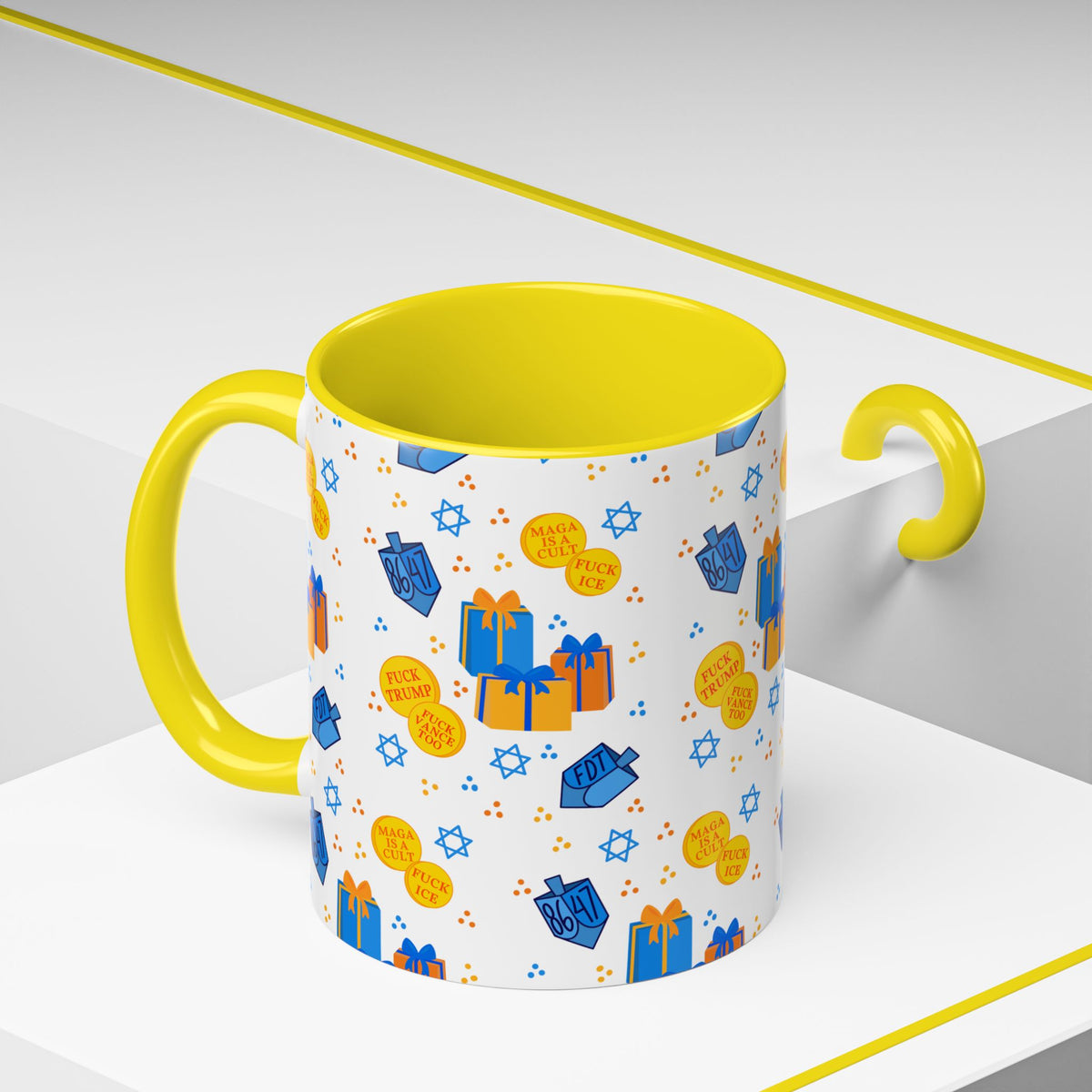 Hanukkah Gift Coffee Mug – Happy Hanukkah Dreidel Gelt Gifts FDT Mug