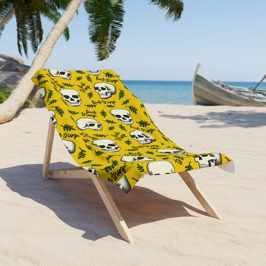 Skull Pattern Beach Towel — Yellow Tropical Skull Design