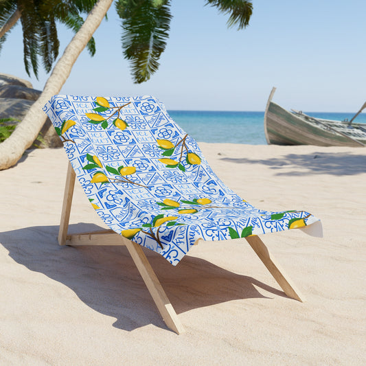 Mediterranean Lemon Tile Beach Towel