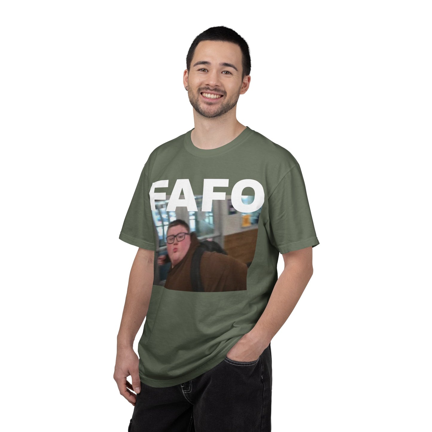 FAFO Okay Kid meme photo T-shirt | FAFO graphic tee