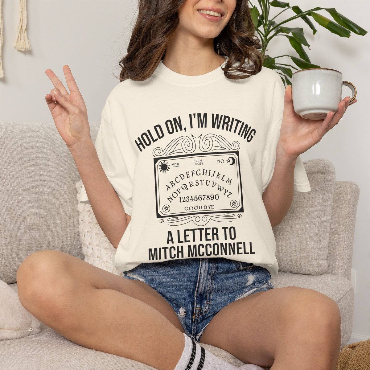 Ouija Board 'Hold On, I'm Writing a Letter to Mitch McConnell' T-Shirt