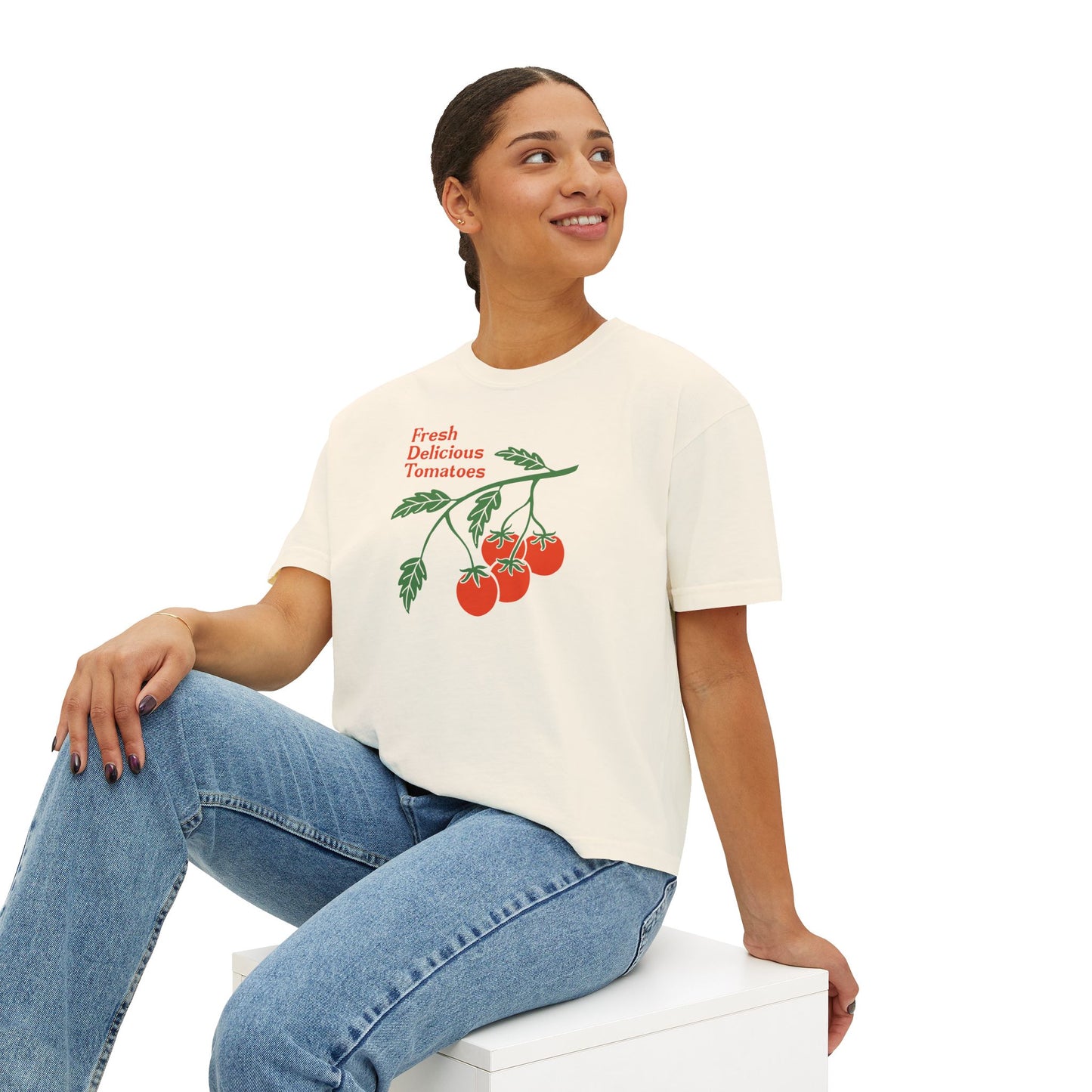 Fresh Delicious Tomatoes CROP Tee | Tomato Vine Illustration, Garden Produce Shirt Comfort Colors Boxy Crop