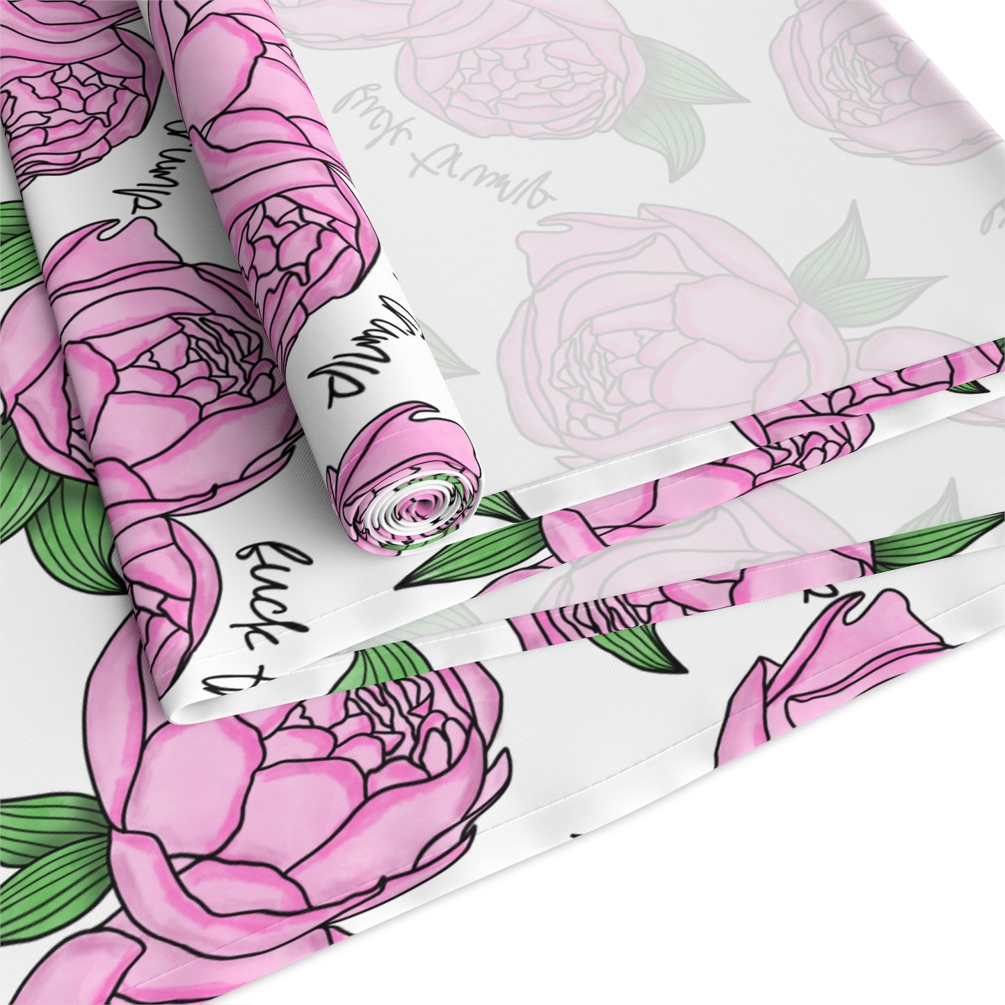 Slightly Subtle Pink Peony Pattern Table Runner | Floral Table Runner, Garden Roses FDT