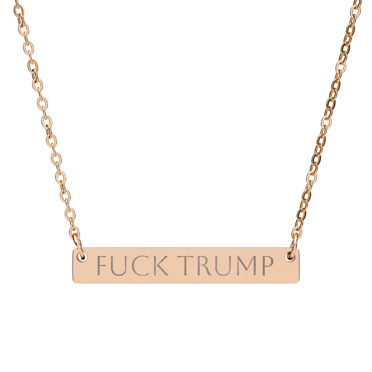 Engraved F Trump Horizontal Bar Necklace | Political Phrase Pendant