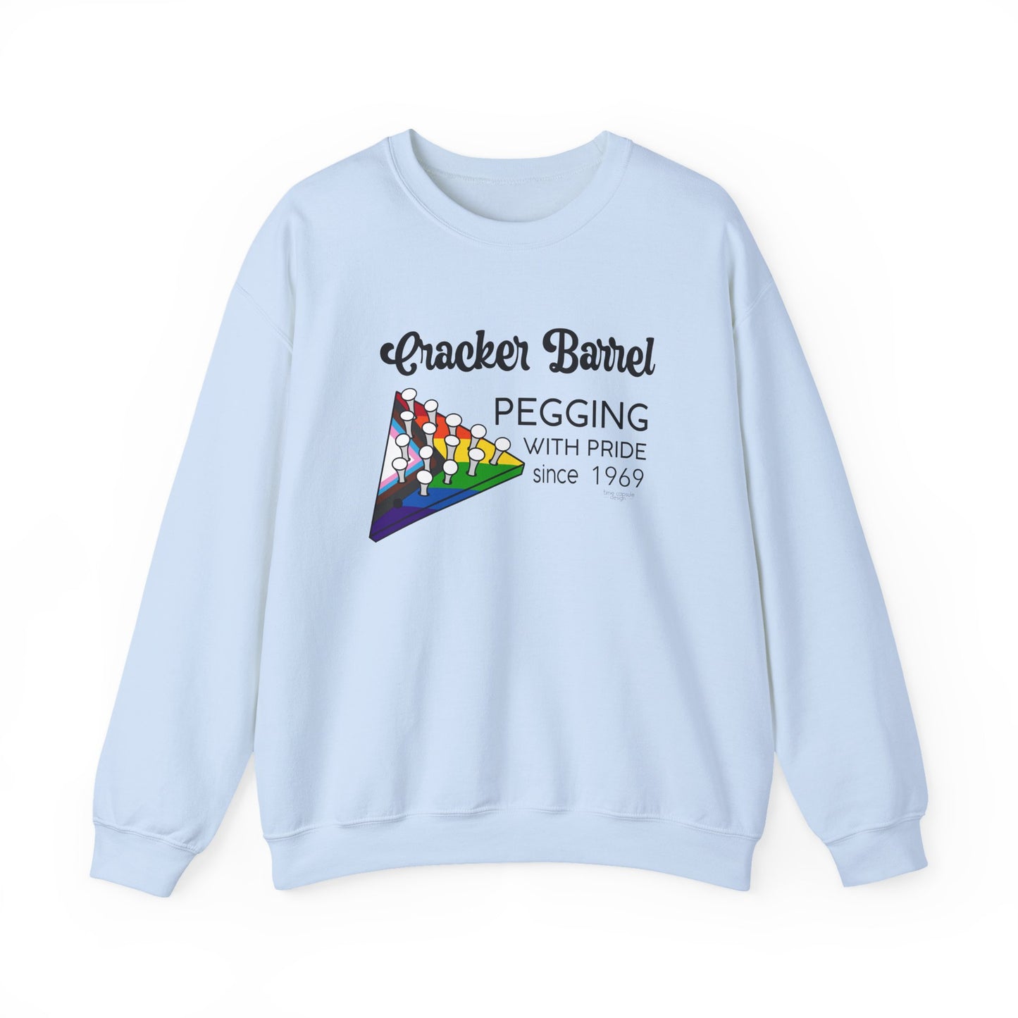 Pegging with Pride Crewneck Sweatshirt, LGBTQ+ Gift, Retro Game Design Unisex, Perfect for Celebrations or Casual Wear, Fun Gift Idea