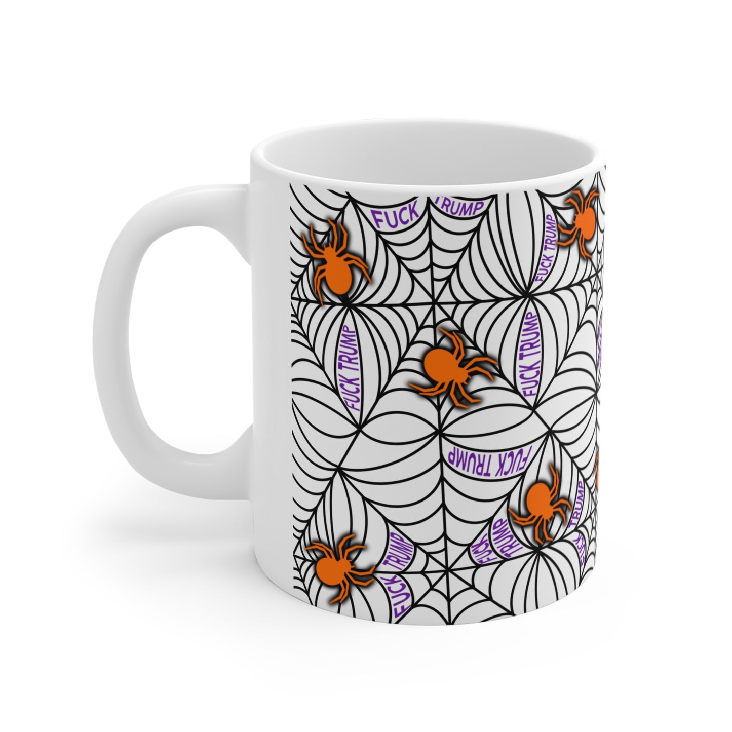Slightly Subtle Spider Web Mug, Funny Halloween Trump Coffee Mug, Spooky Gift, October Décor, Trick or Treat, Unique Drinking Accessory