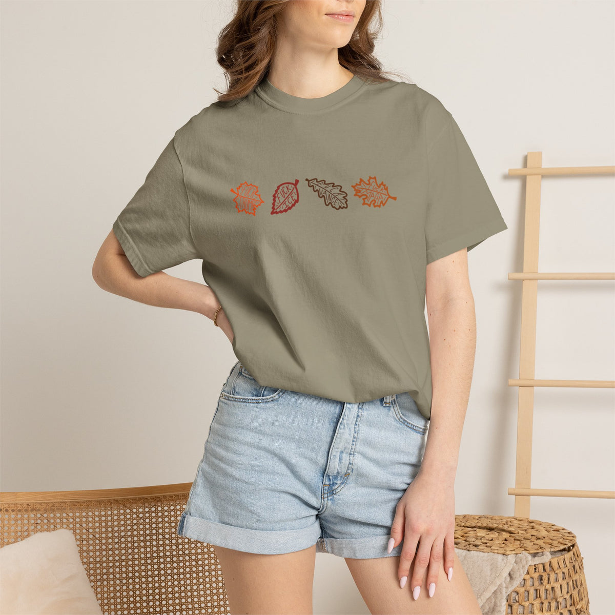 Autumn Leaves T-Shirt FDT Minimal Fall Foliage Graphic Tee