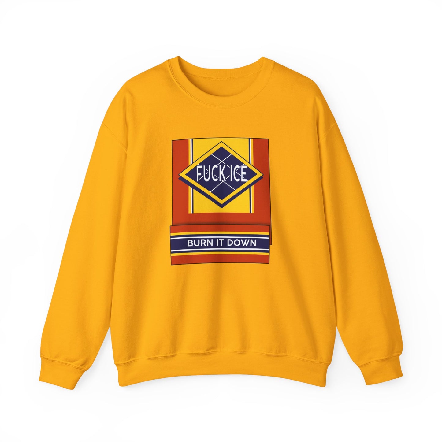 Matchbook graphic crewneck sweatshirt | Burn It Down design, protest slogan