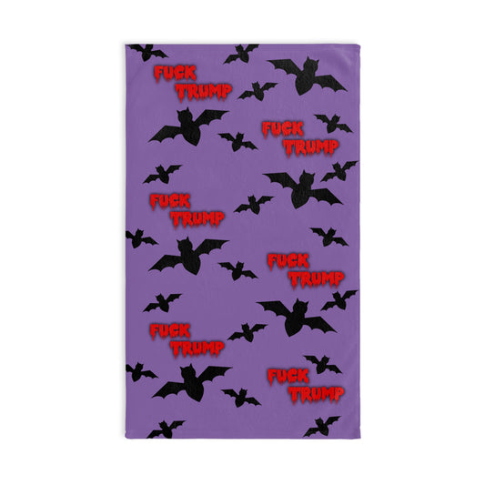 Slightly Subtle Bats Hand Towel, Purple Quirky Gothic Kitchen Decor, Halloween Bathroom Accessory, Statement Gift for Friends, Home & Kitchen