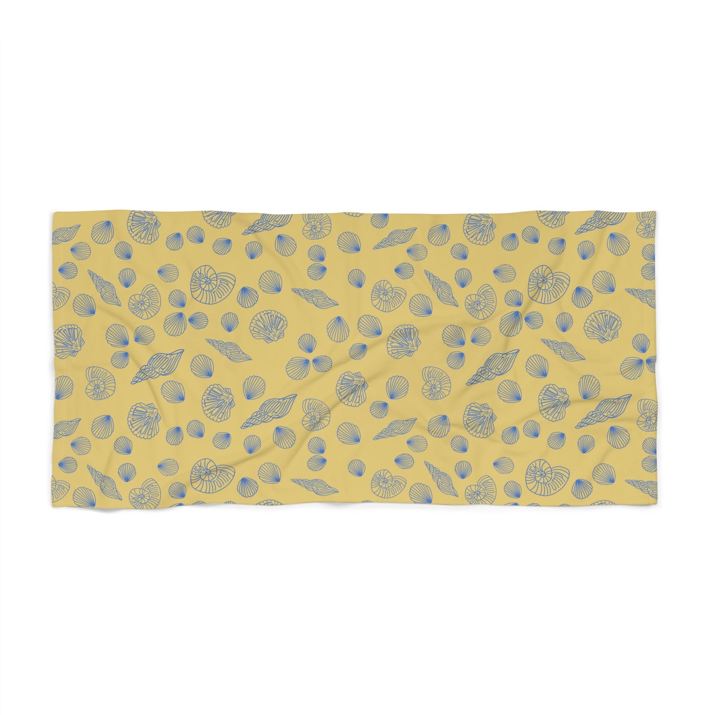 Slightly Subtle Coastal Shell Beach Towel on Sand
