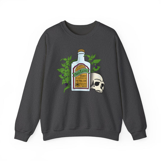 Crewneck Sweatshirt Aqua Tofana Apothecary Bottle & Skull Graphic