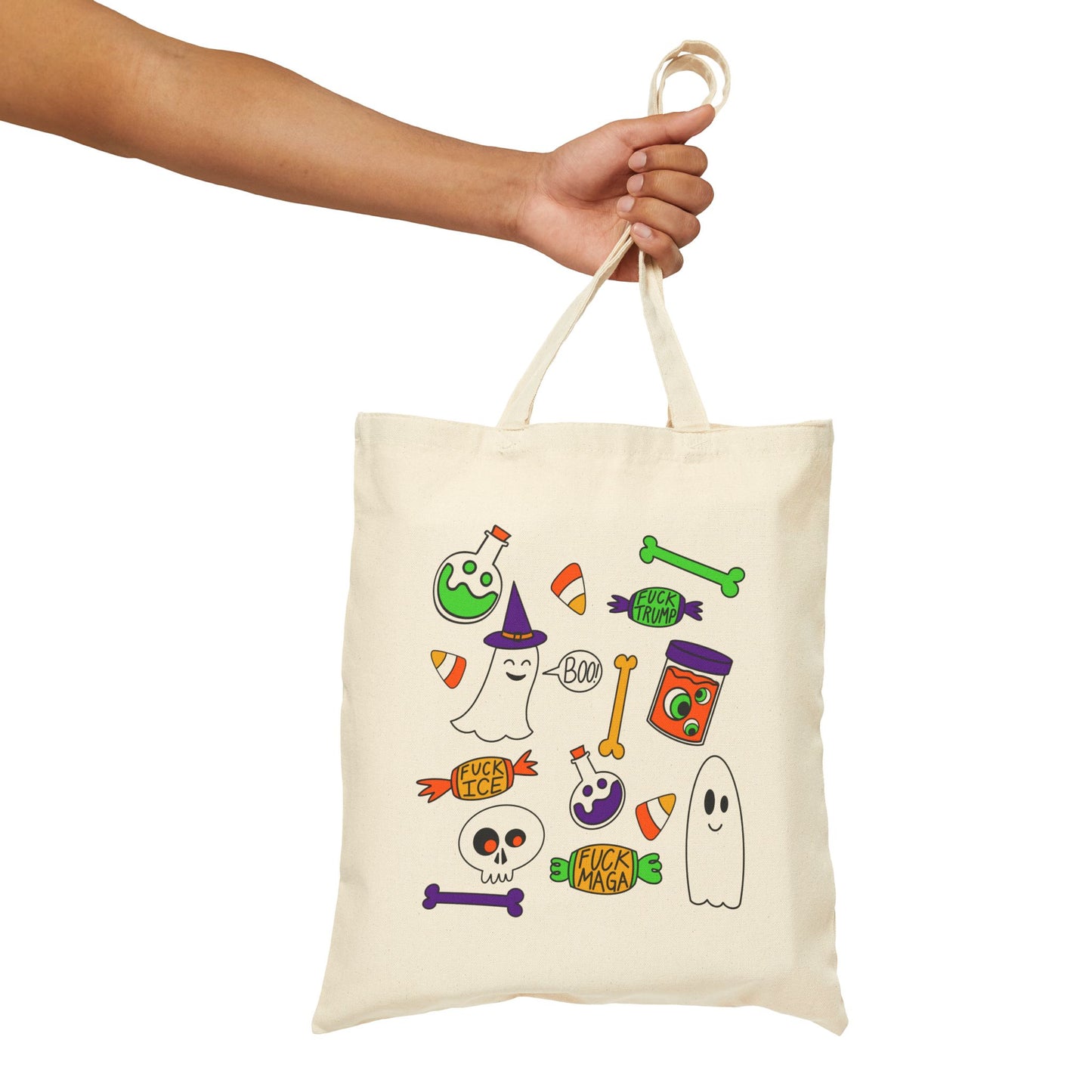 Halloween Ghosts Candy Canvas Tote Bag Trick or Treat