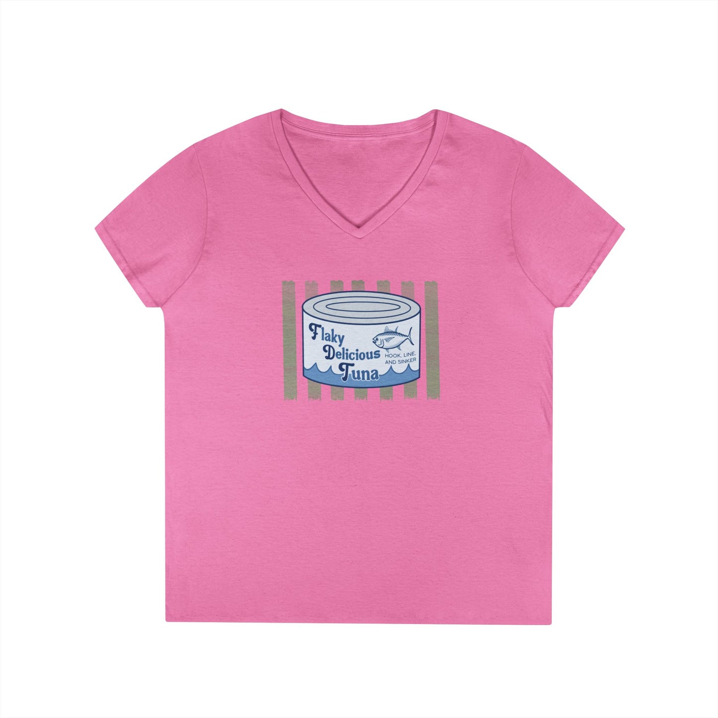 Flaky Delicious Tuna can graphic Tee | V-Neck T-Shirt FDT