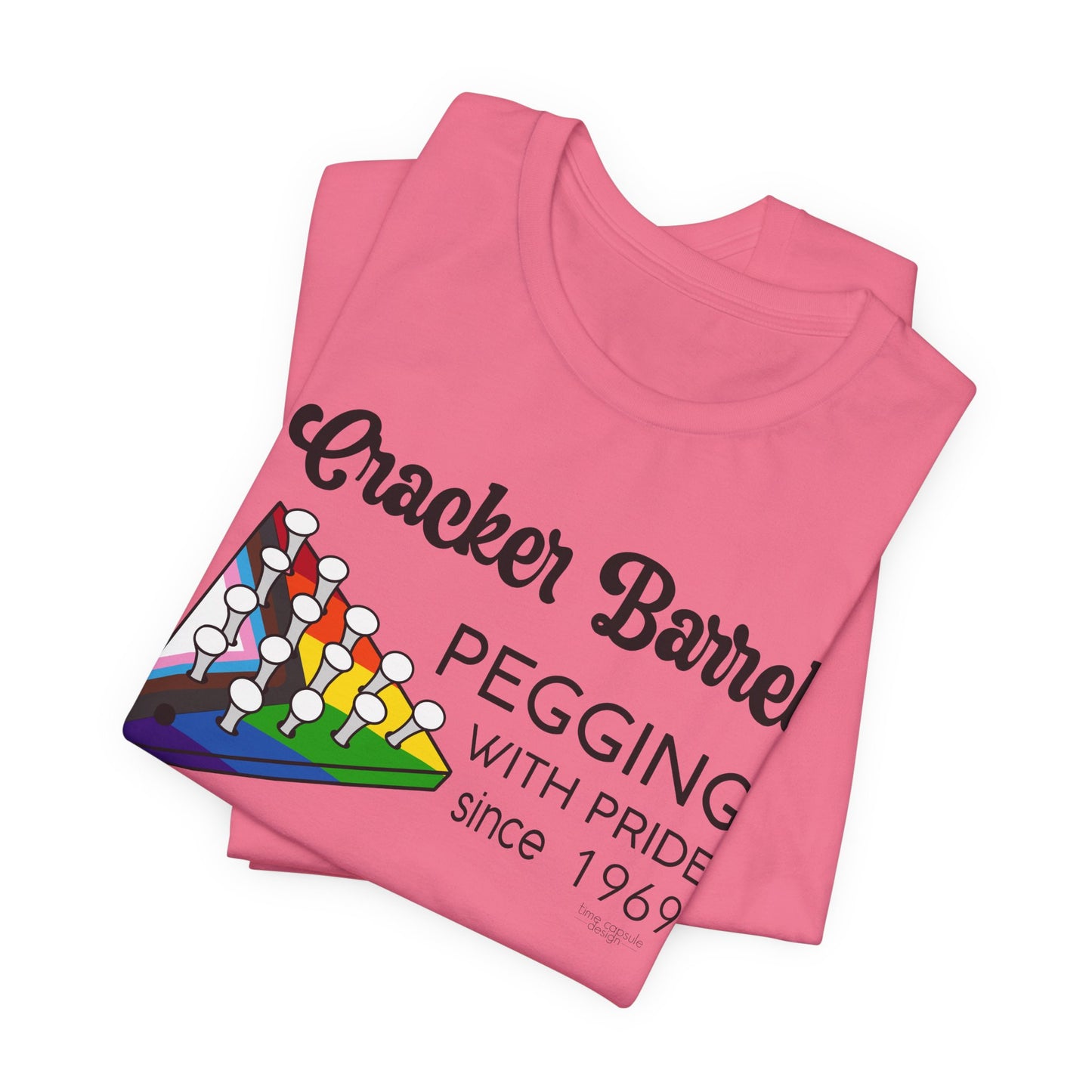 Pegging with Pride Unisex Graphic Tee, Funny Short Sleeve T-Shirt for LGBTQ+ Pride Events, Gift for Friends, Fun Casual Wear