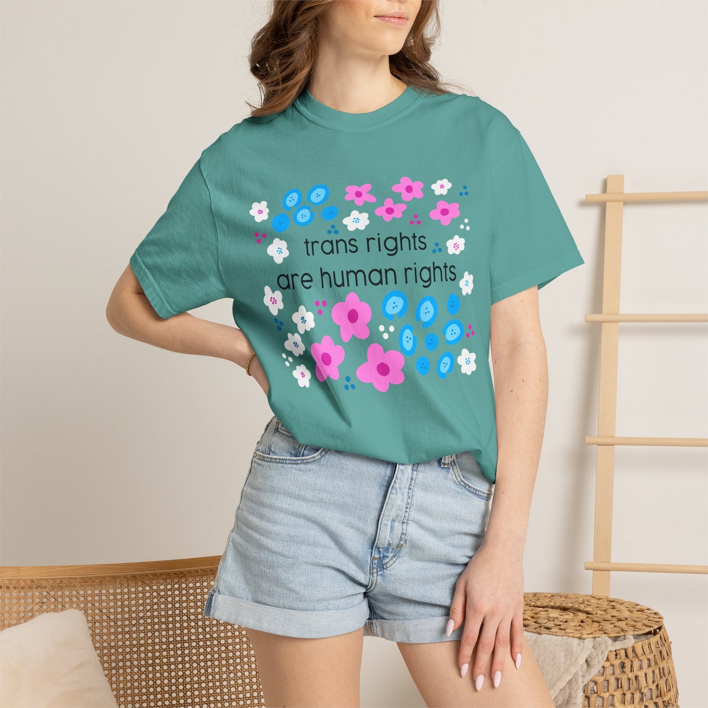 trans rights are human rights T-shirt | floral trans pride design
