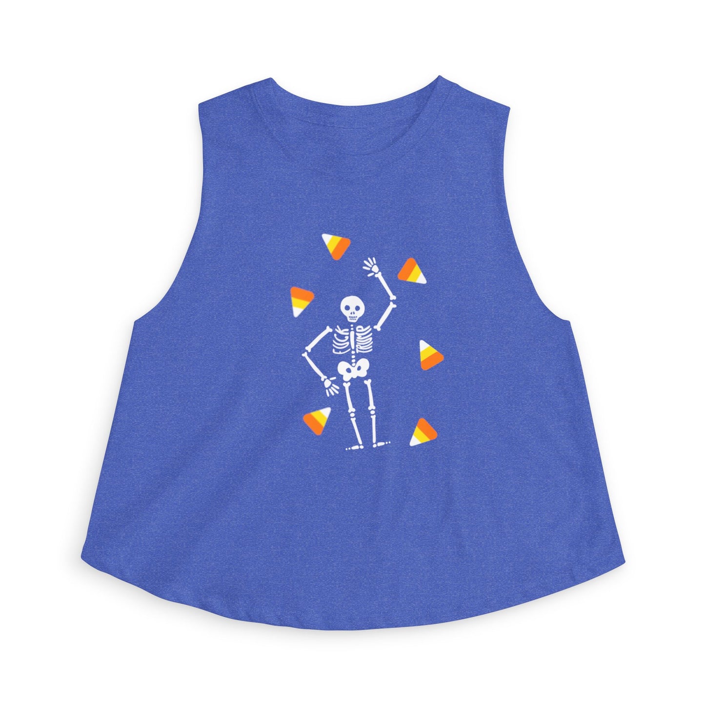 Halloween Candy Corn Skeleton Crop Top Tank