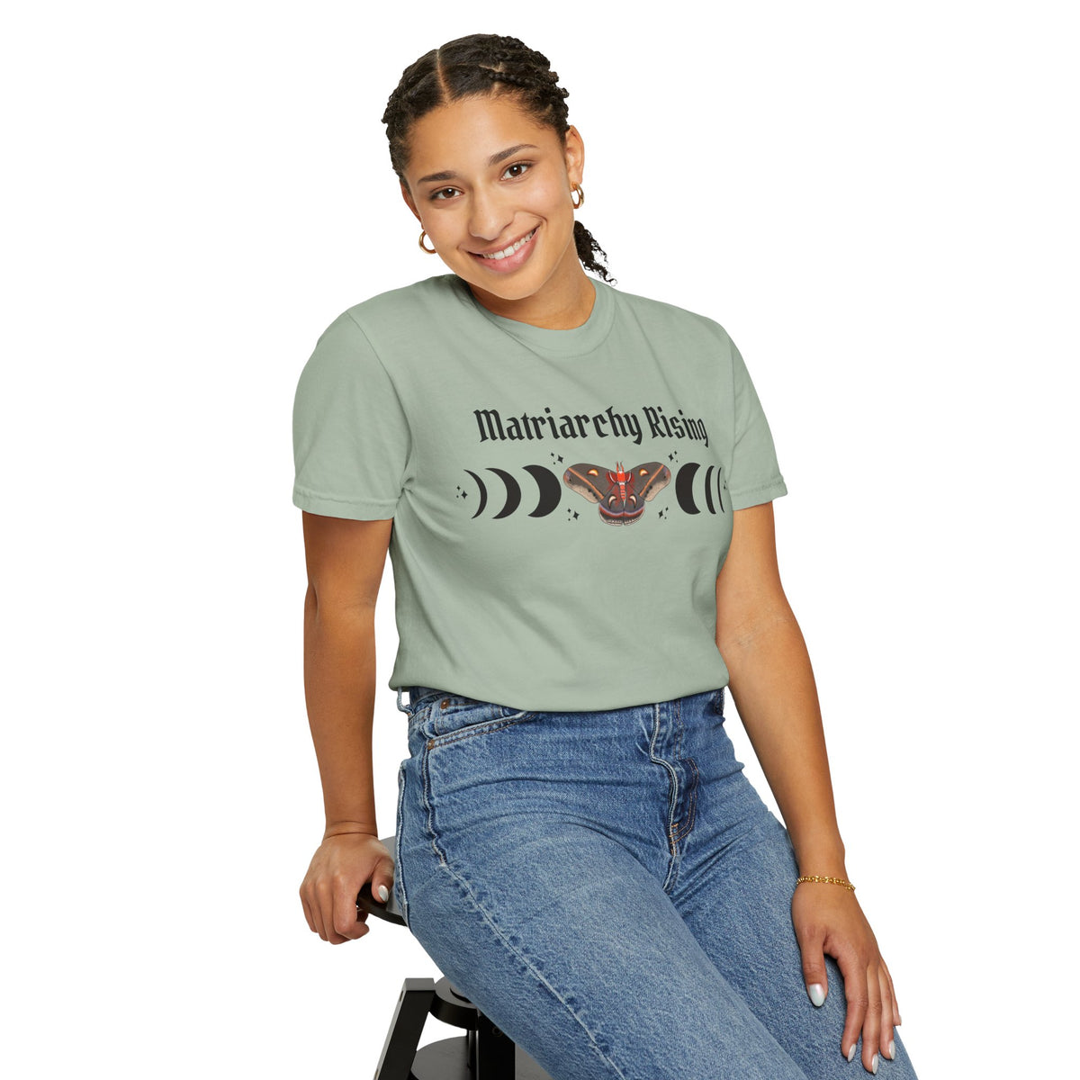 Matriarchy Rising Tee Moon Phases & Moth Feminist Graphic T-Shirt