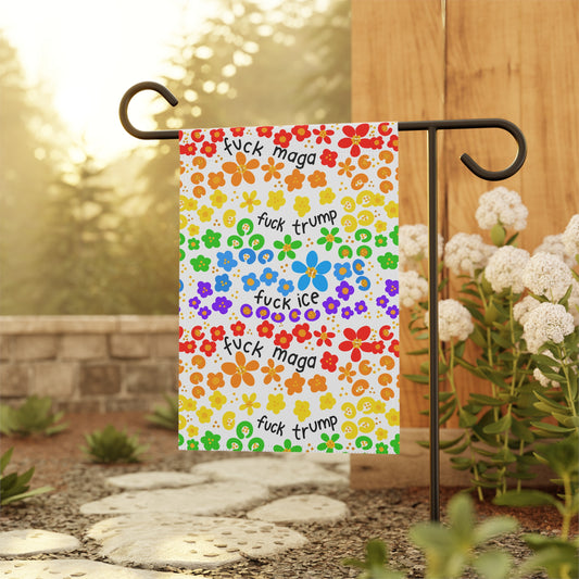 Rainbow Flower Pattern Garden Banner | Political Slogan FDT