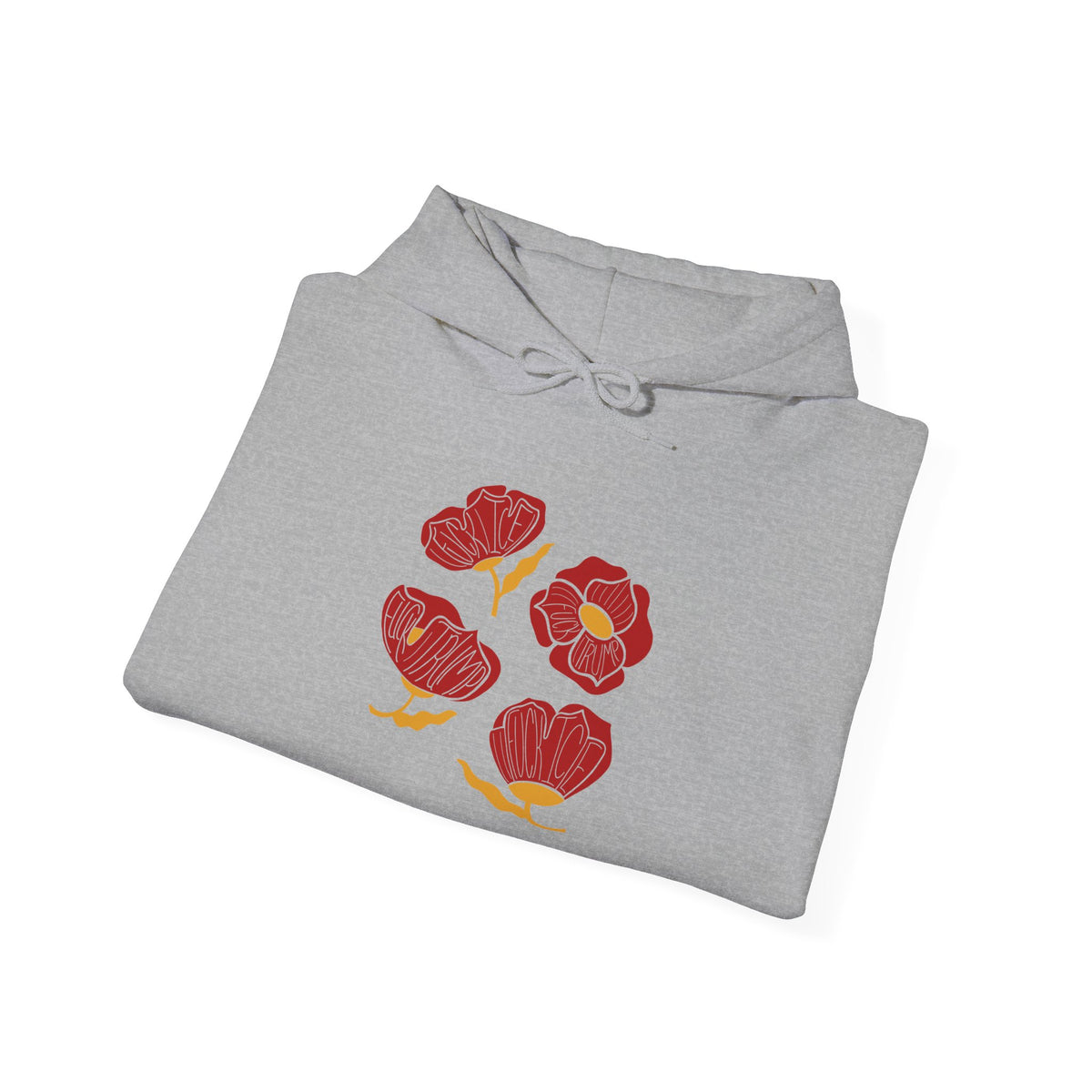 Slightly Subtle Red Poppy Flowers Hoodie | Floral Illustration, Minimal Line Art FDT