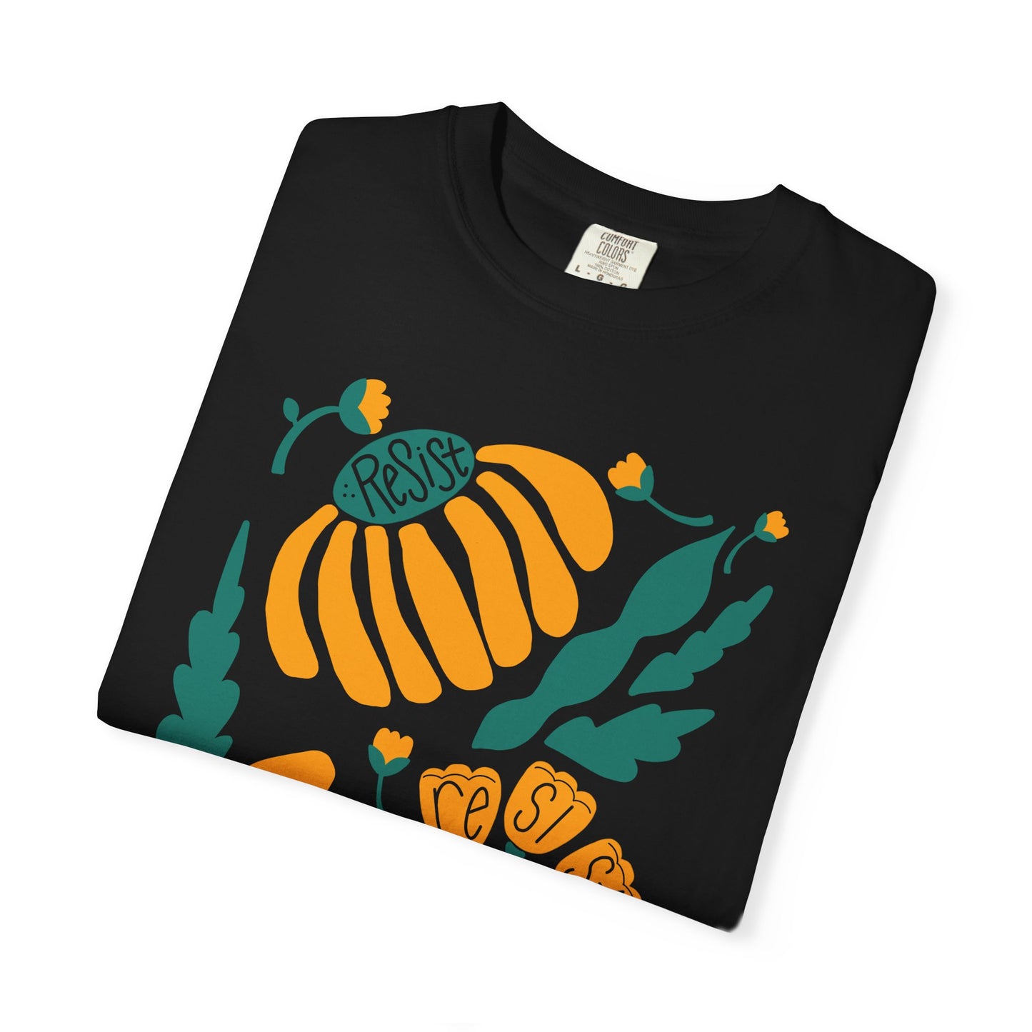 Floral Resist Tee — Retro Orange & Green Autumn Graphic T-Shirt
