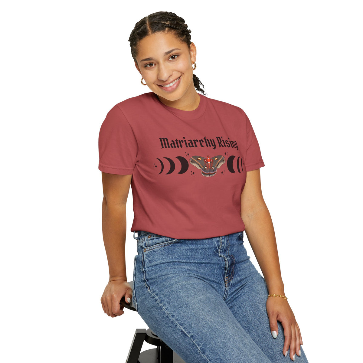 Matriarchy Rising Tee Moon Phases & Moth Feminist Graphic T-Shirt