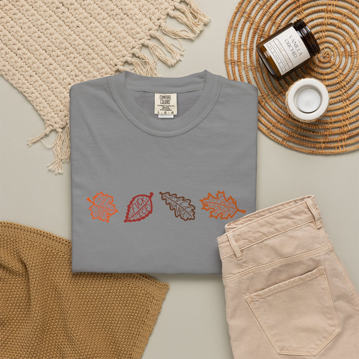 Autumn Leaves T-Shirt FDT Minimal Fall Foliage Graphic Tee