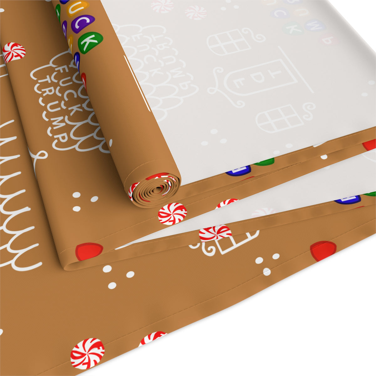 Gingerbread House Table Runner, Festive Cotton Runner for Holiday Decor, Christmas Table Decoration, Kitchen or Dining Table Accessory