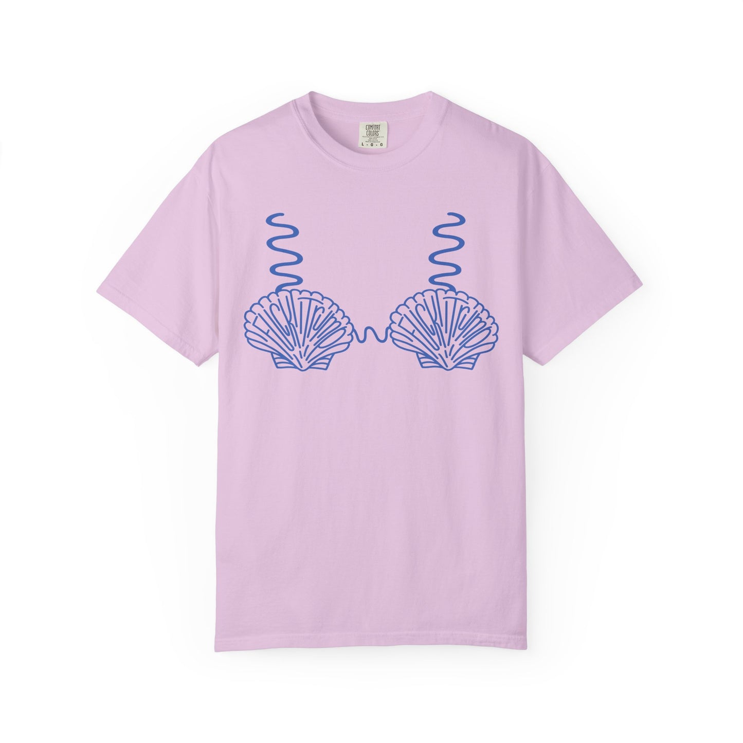 Slighly Subtle Seashell Bikini Line Art T-Shirt | Beachy Mermaid Shells Graphic Tee FDT