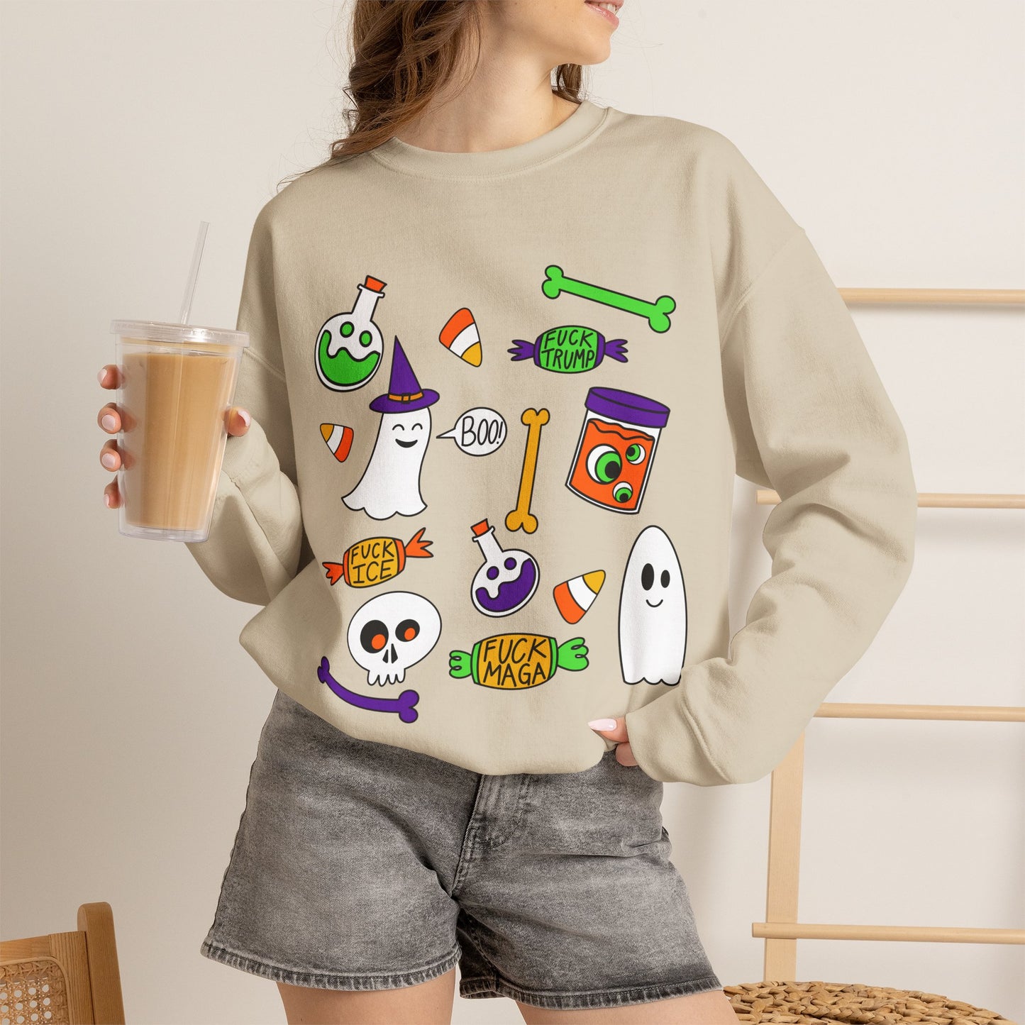 Halloween Candy Ghosts Crewneck Sweatshirt — Cute Spooky Graphic