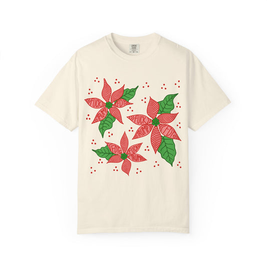 Slightly Subtle Poinsettia T-Shirt - Festive FDT Holiday Gift, Christmas Shirt, Unisex Tee, Floral Design, Casual Wear