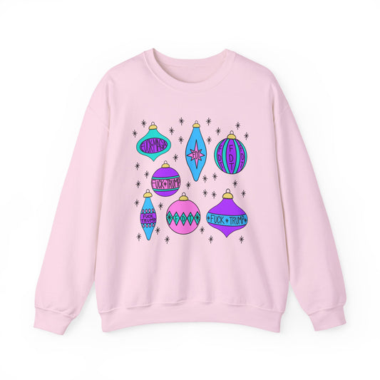 Slightly Subtle Ornaments Colorful Holiday FDT Sweatshirt, Cozy Unisex Crewneck Christmas, Gift for Her, Winter Wear, Festive Apparel