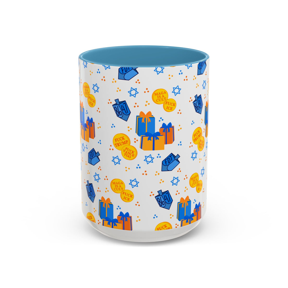 Hanukkah Gift Coffee Mug – Happy Hanukkah Dreidel Gelt Gifts FDT Mug