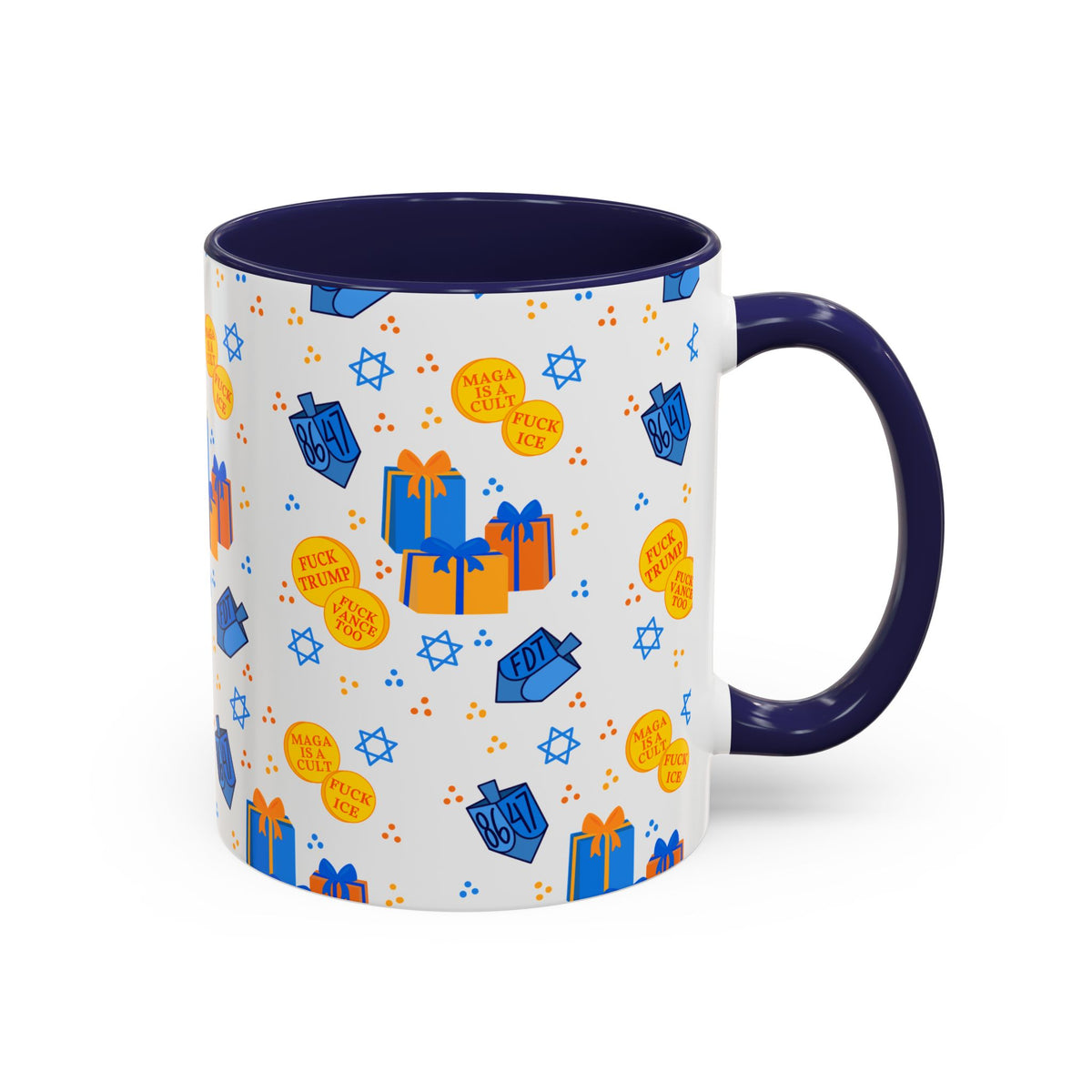 Hanukkah Gift Coffee Mug – Happy Hanukkah Dreidel Gelt Gifts FDT Mug