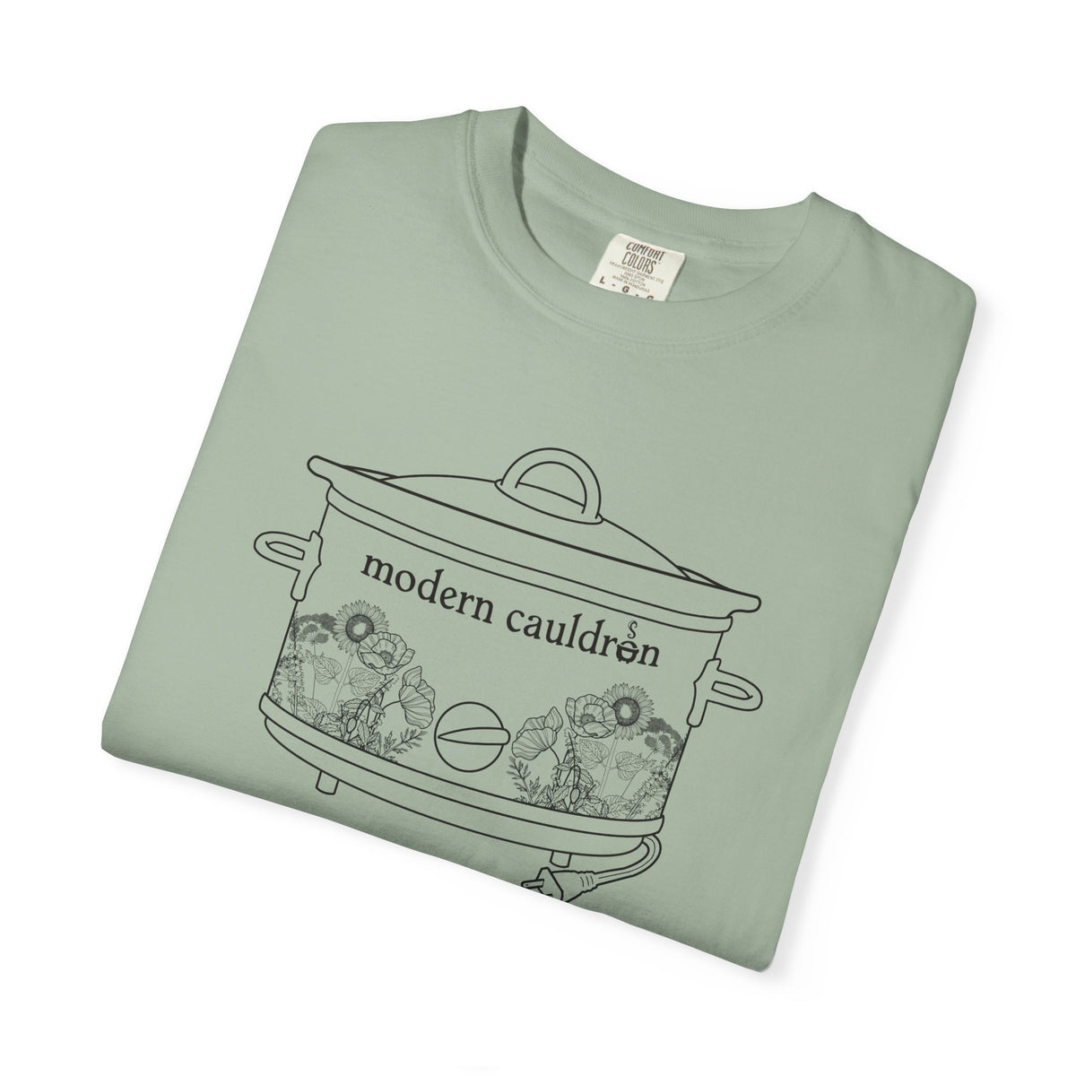 Modern Cauldron Illustrated Cauldron Floral Crockpot Graphic Tee