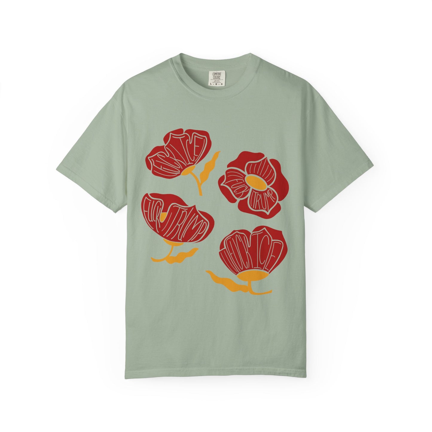 Slightly Subtle Red Abstract Poppy Flowers T-Shirt | Floral Graphic Tee FDT