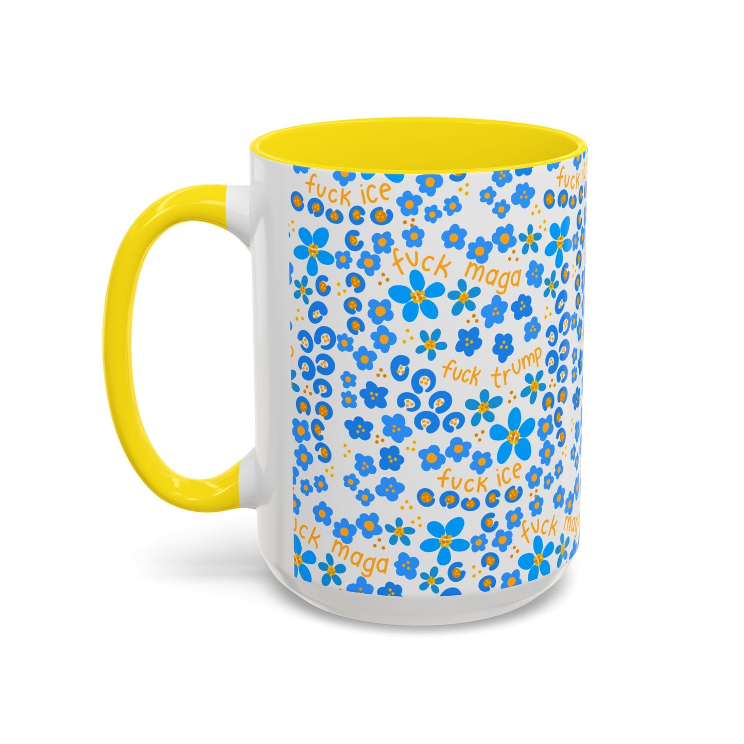 Slightly subtle Blue Floral Pattern mug | Swear Word Accent Coffee Mug FDT