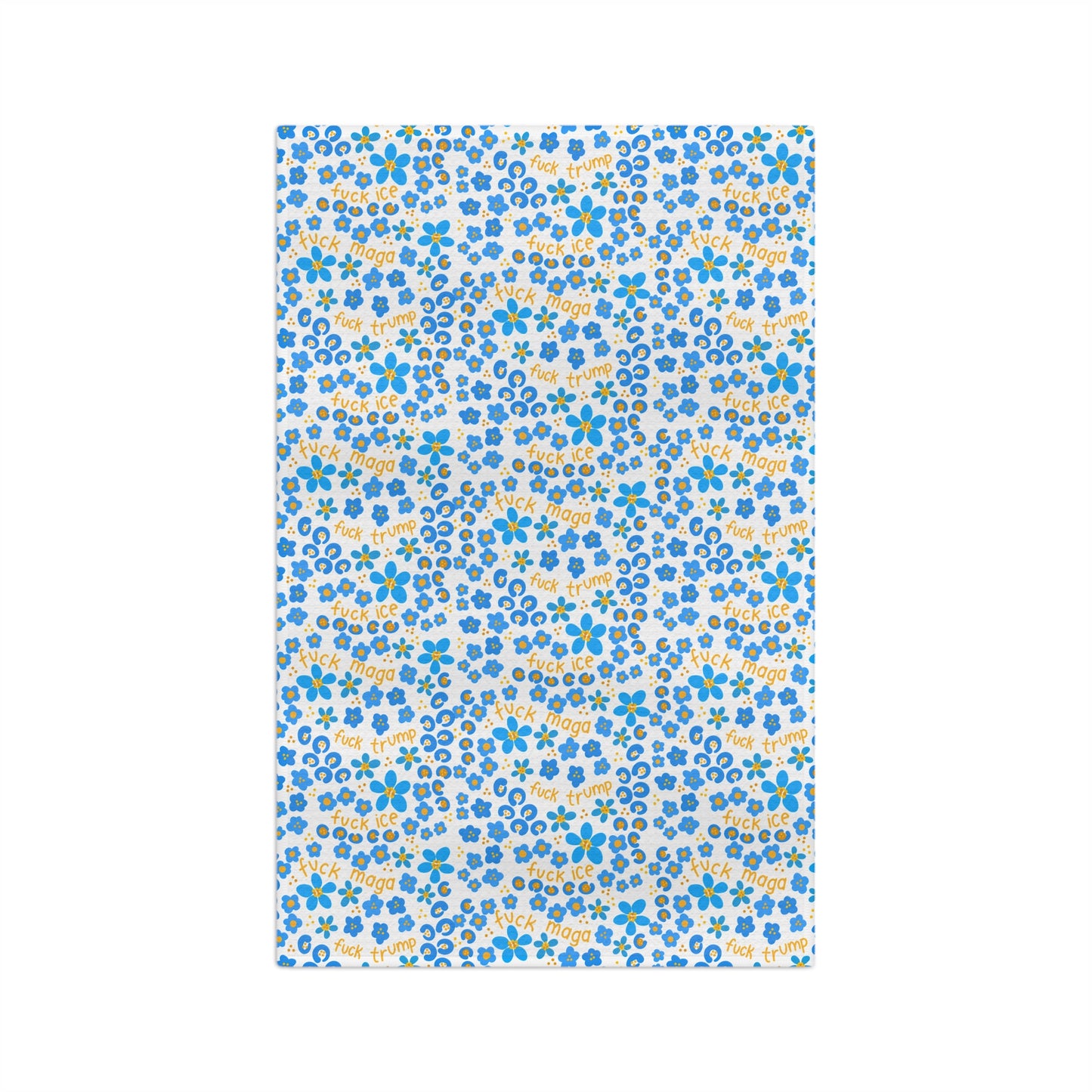 Slightly Subtle Ditsy Blue Floral Microfiber Tea Towel | Small Country Flower Pattern