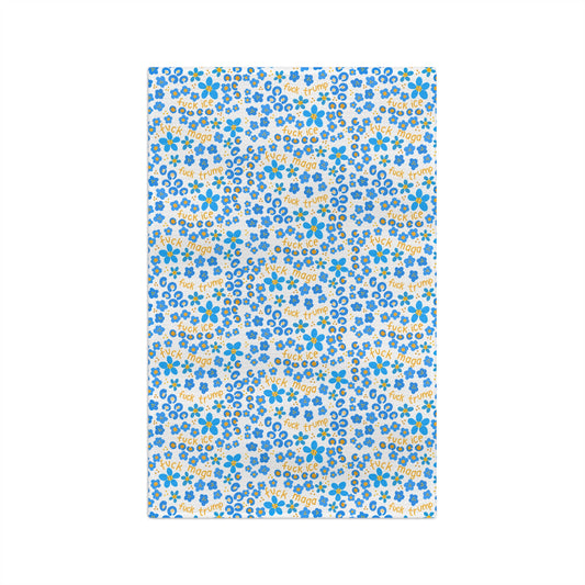 Slightly Subtle Ditsy Blue Floral Microfiber Tea Towel | Small Country Flower Pattern