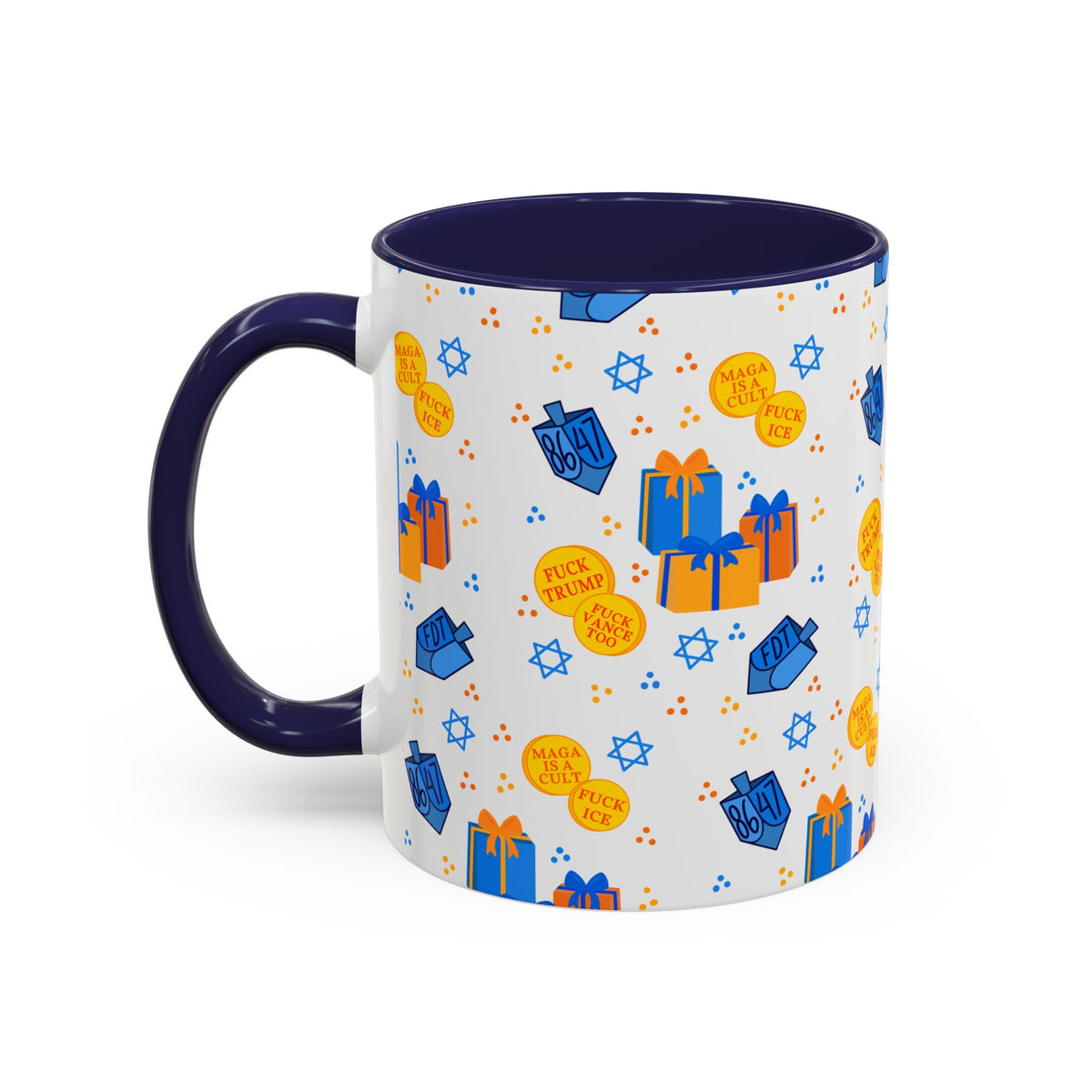 Hanukkah Gift Coffee Mug – Happy Hanukkah Dreidel Gelt Gifts FDT Mug