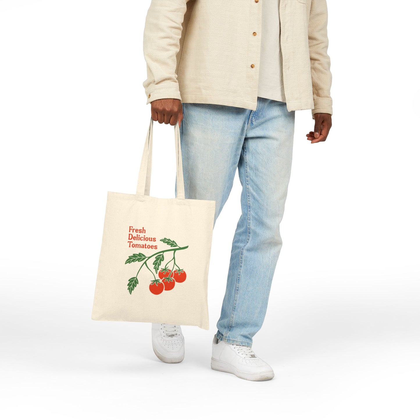 Fresh Delicious Tomatoes Tote Bag | Vintage Tomato Illustration, Farmer's Market Canvas fdt
