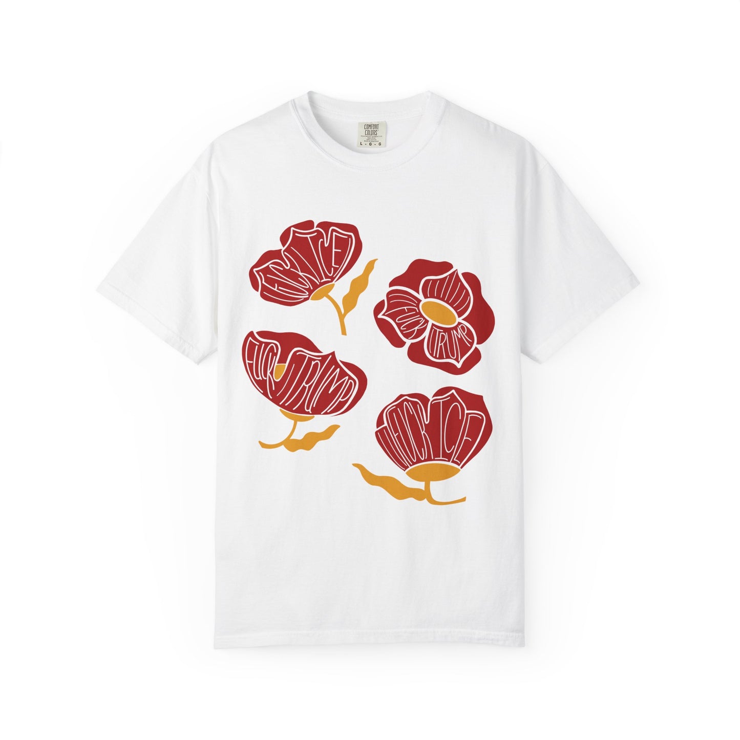Slightly Subtle Red Abstract Poppy Flowers T-Shirt | Floral Graphic Tee FDT