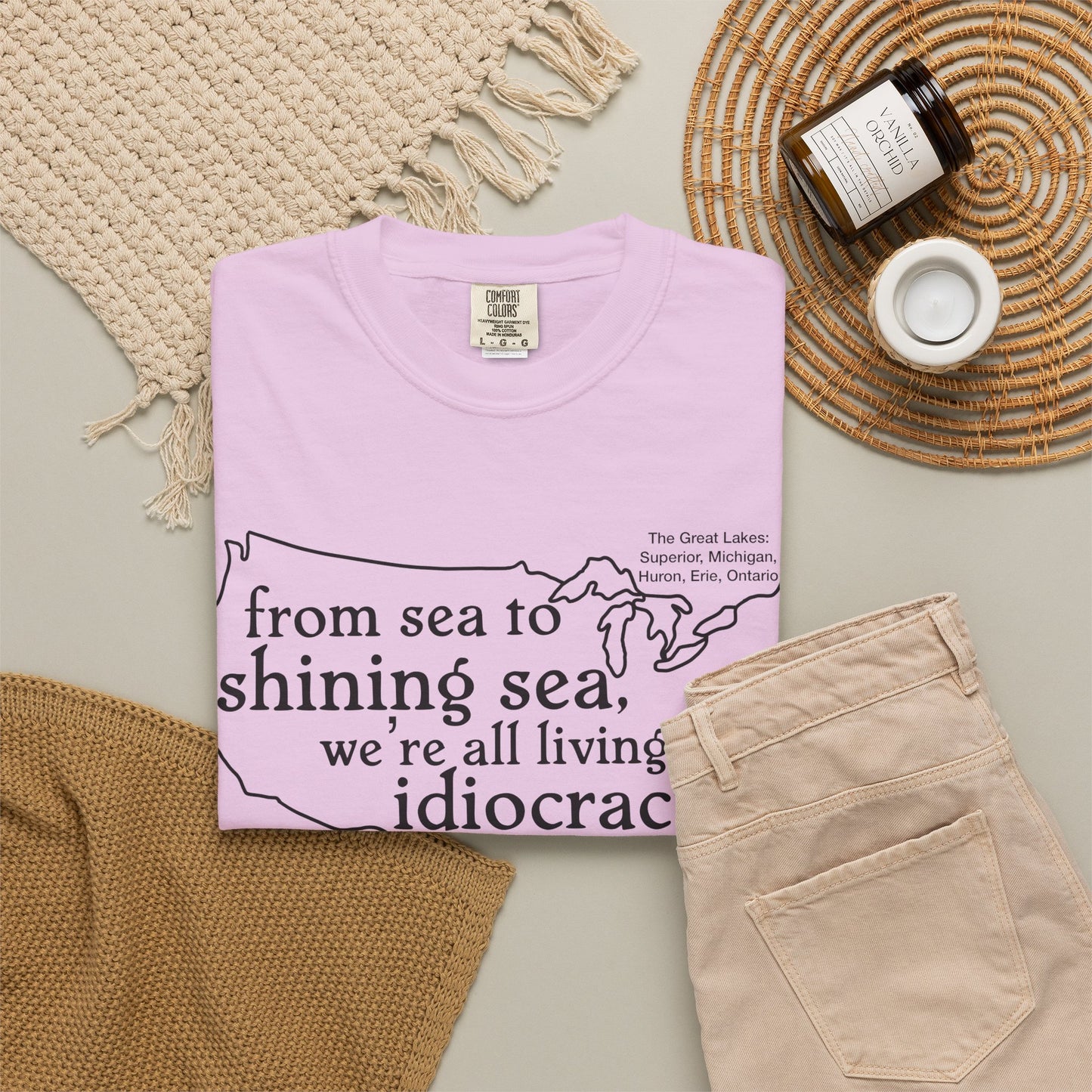 Idiocracy Map T-Shirt  'From sea to shining sea we are living in idiocracy' Minimal Political Tee Great Lakes Gulf of Mexico