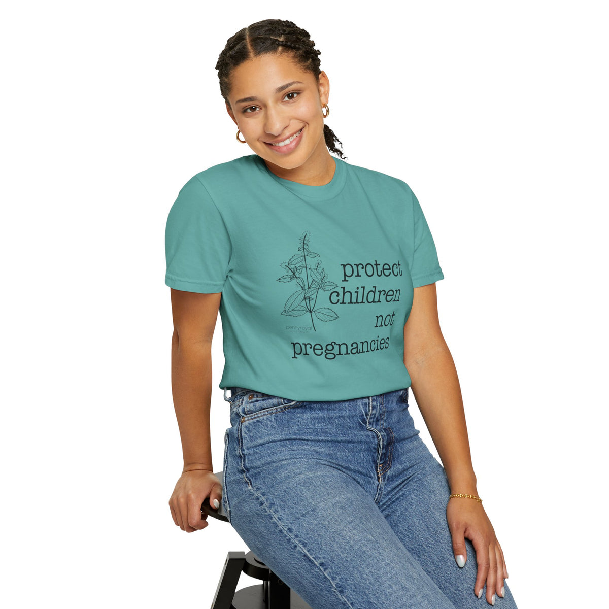 Pennyroyal T-Shirt "Protect Children Not Pregnancies" Floral Feminist Advocacy Tee