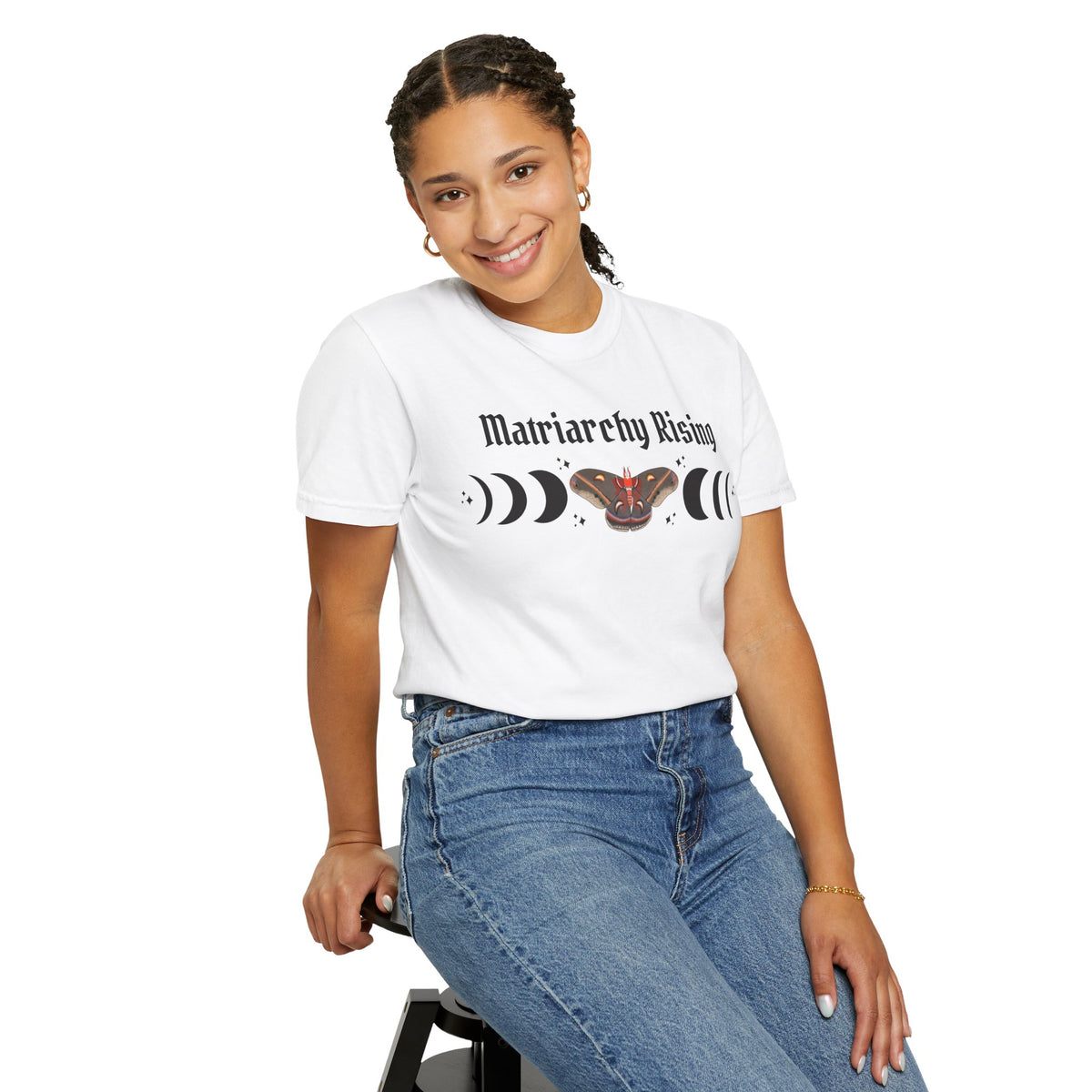Matriarchy Rising Tee Moon Phases & Moth Feminist Graphic T-Shirt